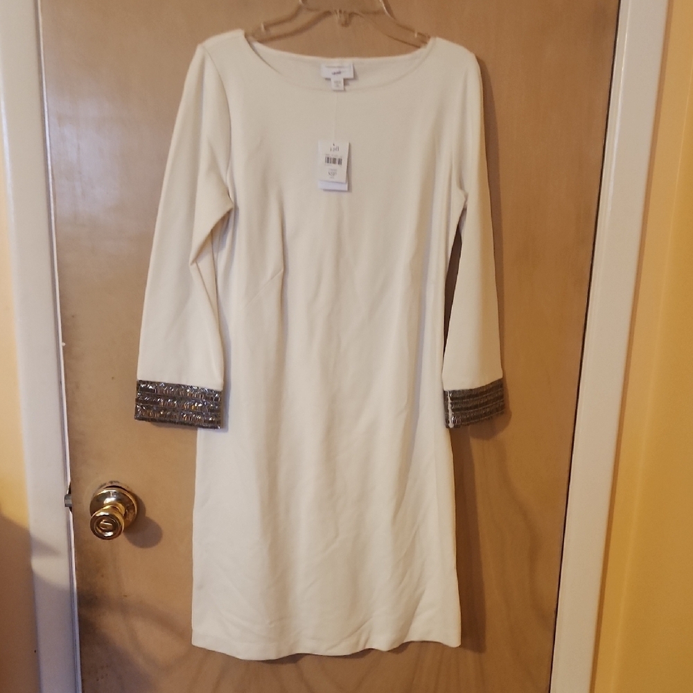 J.jillCream Long Sleeve Sheath Dress